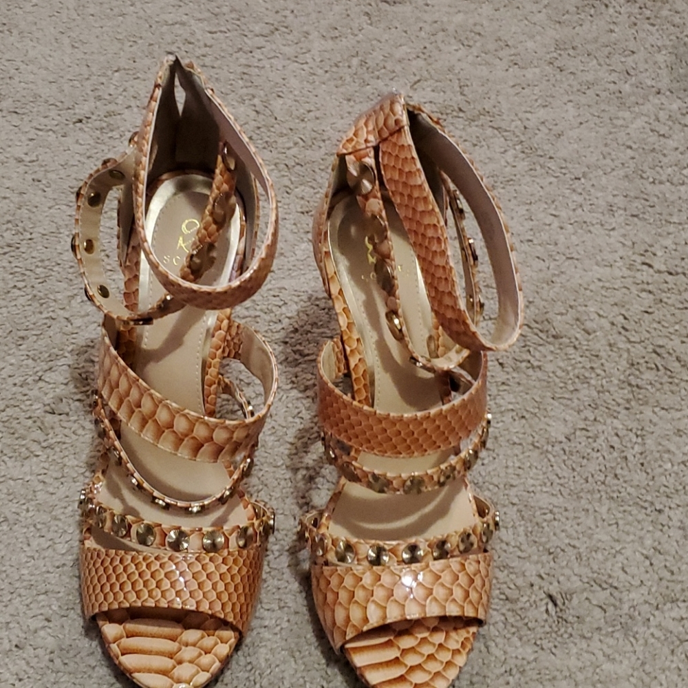 Nude color heel sandal